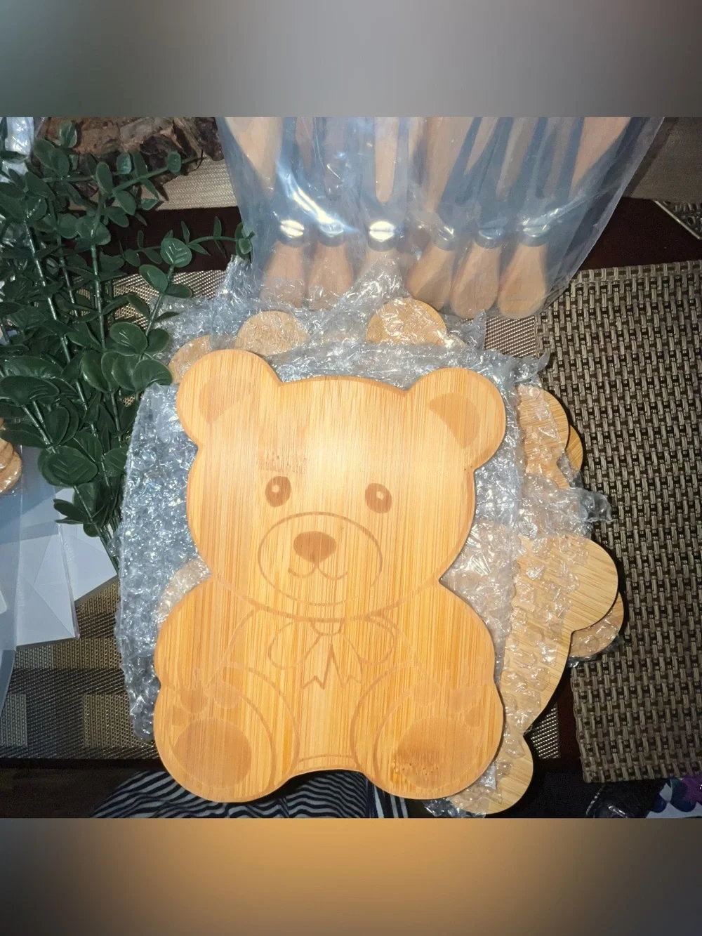 55pc Baby Shower Favor Set Bamboo Bear Boards & Towels NIB